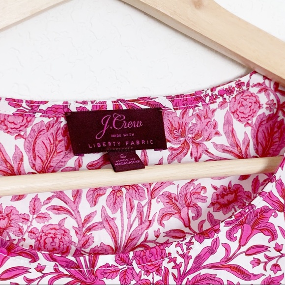 J.Crew Liberty London Sambourne Pink Azalea Floral Ruffled Blouse Top Small - Picture 4 of 6